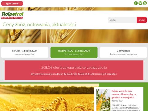 Rolpetrol.com.pl giełda towarowa ceny mięsa i zboża